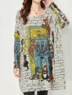 B 87841 Cartoon Print Sweater ��ͨӡ��ë�� �羳�W�����R