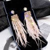 Asymmetrical silver needle, design long earrings, trend of season, internet celebrity