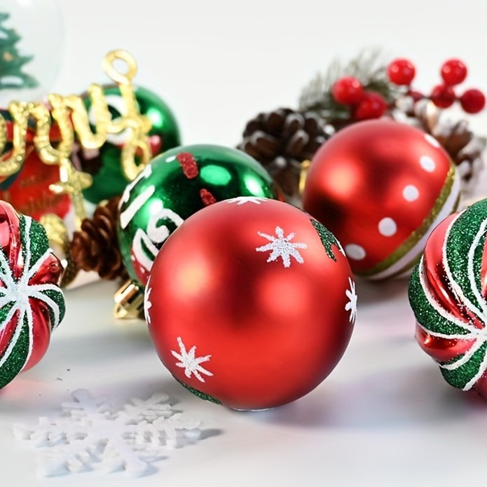 Bola de decoración de Navidad transfronteriza 6cm/30pcs Bola de Navidad pintada de forma especial Bola de decoración de árbol de Navidad