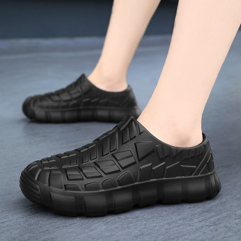 Zapatos de chef explosivos transfronterizos para hombres, fuertes zapatos de cocina antideslizantes, impermeables y a prueba de aceite, zapatos de trabajo de cocina trasera, zapatos de seguro laboral, zapatos con cabeza de bolsa