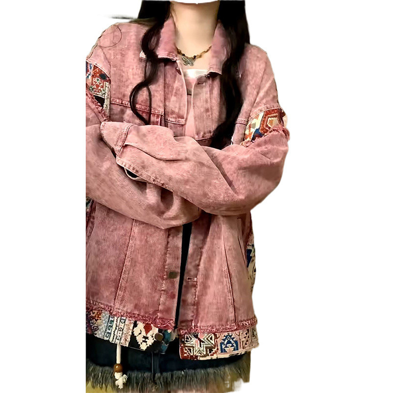 森系の小香風のデニムのコートの女性の春秋の復古は古いつづりのデザイン感を作ります。|undefined