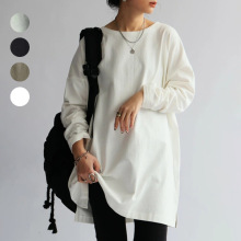 跨境日系乐天ins亚马逊外贸日韩宽松休闲圆领套头打底衫T恤上衣