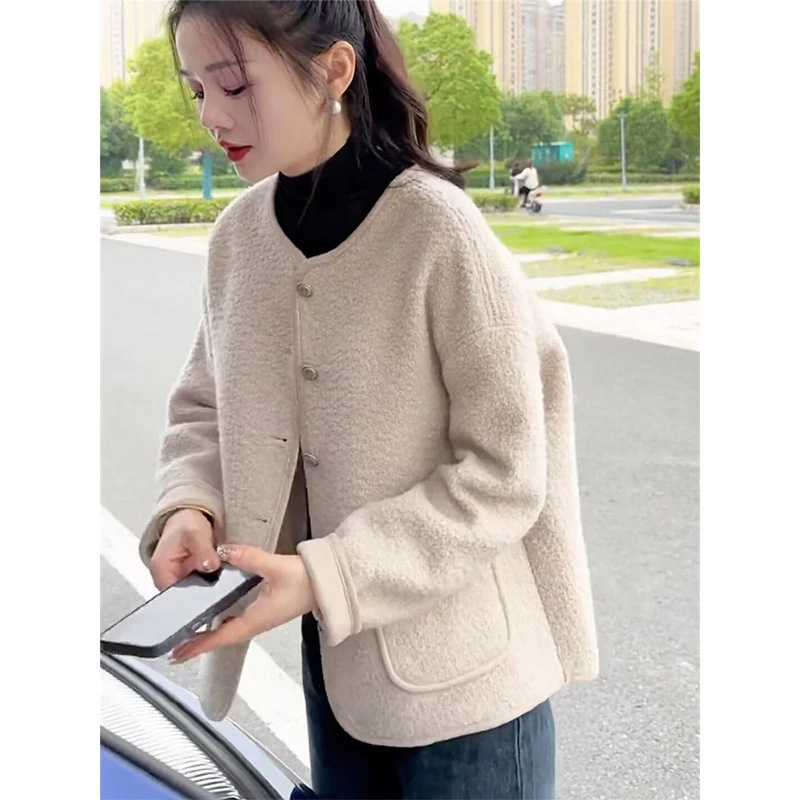 爆款小香风外套女短款秋冬新款休闲宽松高级感皮毛一体上衣潮|undefined