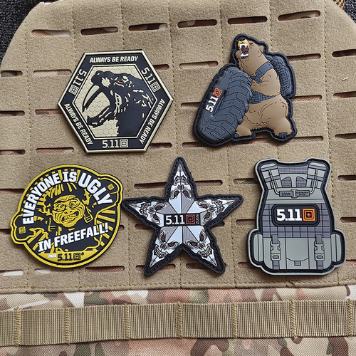 511 Velcro Badge Tire Bear Tactical Vest Morale Badge Sports Sticker 3D PVC Rubber Washable Armband