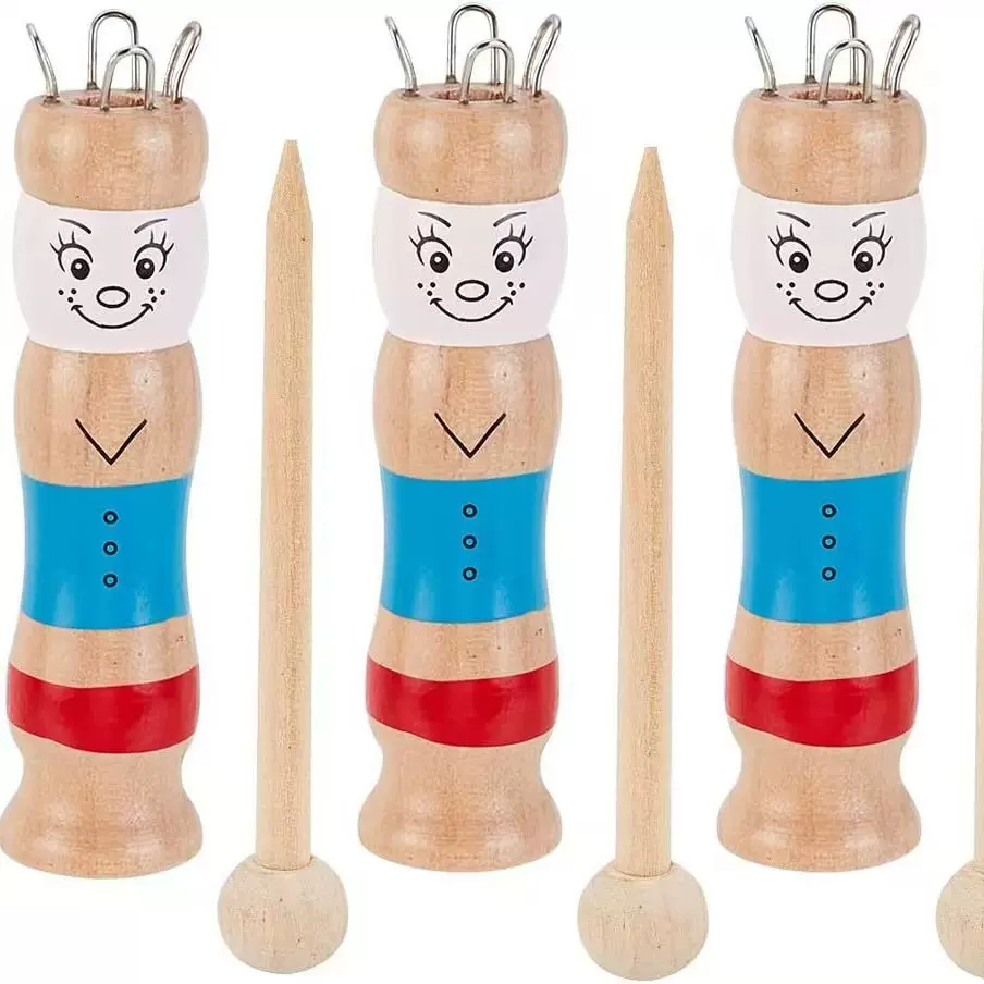 跨境木质工艺品手工编织毛衣木偶娃娃DIY手工套装编织人偶原木色