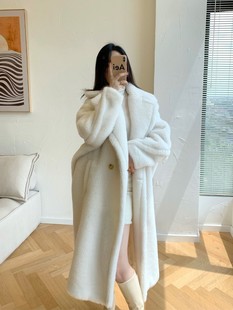 2022 зимний новый М дома белый мишка пальто девочки длинная модель teddy альпака Профиль шуба пальто женский