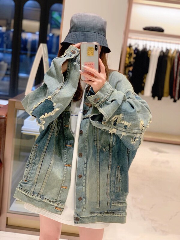 <Poison Home in stock> High Version B Home SS23 Washed Old Hole Denim Jacket Coat Loosen Edition