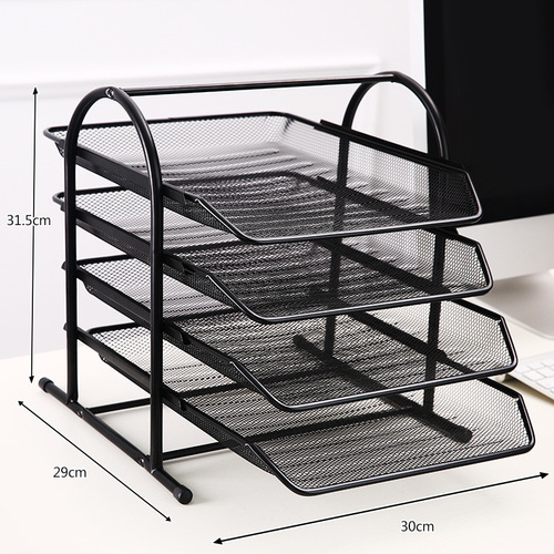 Iron mesh four-layer file rack, file tray, file frame, 9204 information column, magazine column, bookshelf