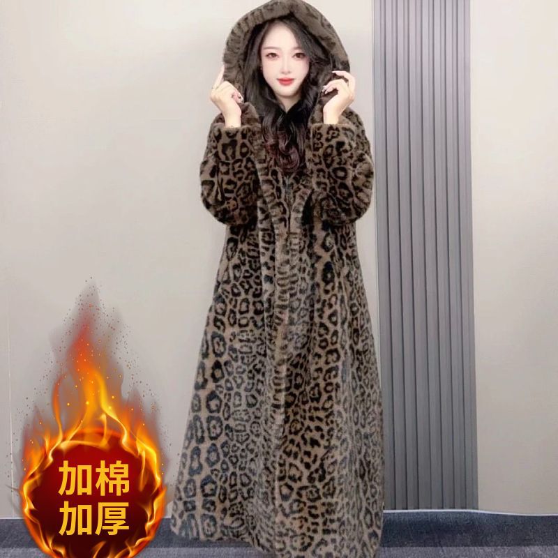 2026 New Model Mink Fur Coat for Women, Hooded Fur Jacket, Loose Long Style, European Mink Fur, Leopard Print, Padded and Thickened for Winter 2026 New Model Mink Fur Coat for Women, Hooded Fur Jacket, Loose Long Style, European Mink Fur, Leopard Print, Padded and Thickened for Winter