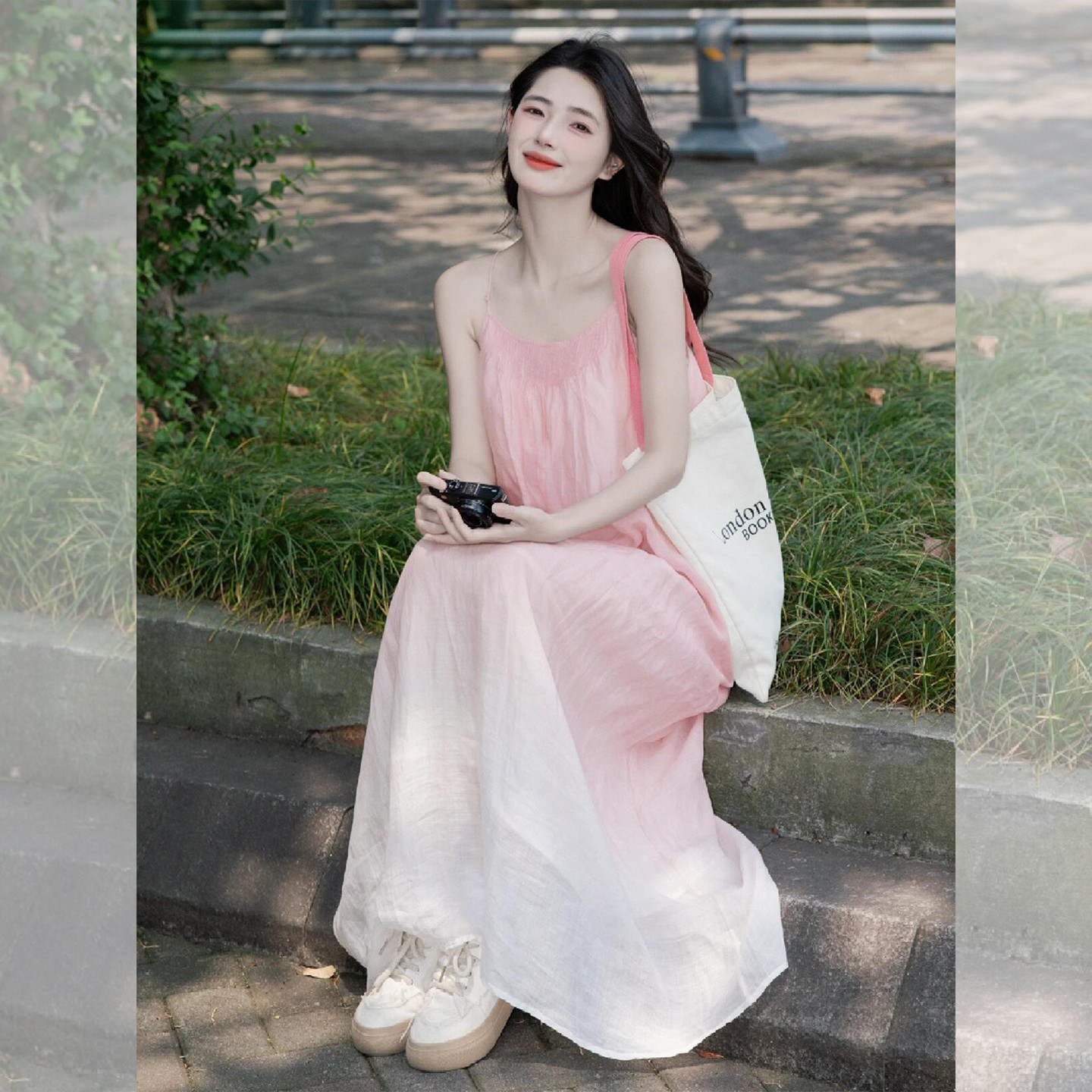 핑크 드레스 [여름옷/여름스타일/여름/여름/여성옷/독특하고 아름답다/시크하고 아름답다/