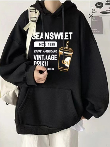 Men's Autumn Hooded Sweatshirt, Men's Winter Fleece Lined Thick American Style Trendy Loose Casual Jacket Men's Fashion Trend