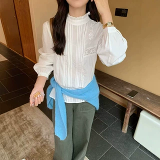 【SUSAN】精致刺绣上身干净又耐看～法式仙气刺绣设计感小衫