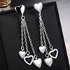 Fashionable silver earrings, long accessory heart shaped, wholesale, Korean style