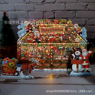 源头工厂圣诞发光音乐贺卡 LED 灯立体纸雕贺卡 可定制音乐图案