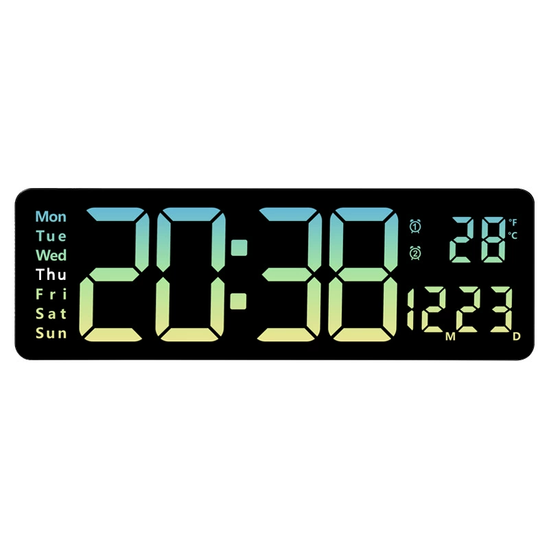 LED Wall Clock 6626, 16-inch Large Screen, Temperature & Alarm, Nordic Minimal