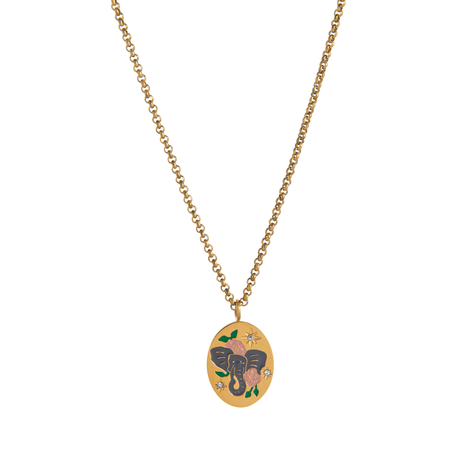 Collar Colgante de Corazón con Flor Pintada a Mano, para Suéter