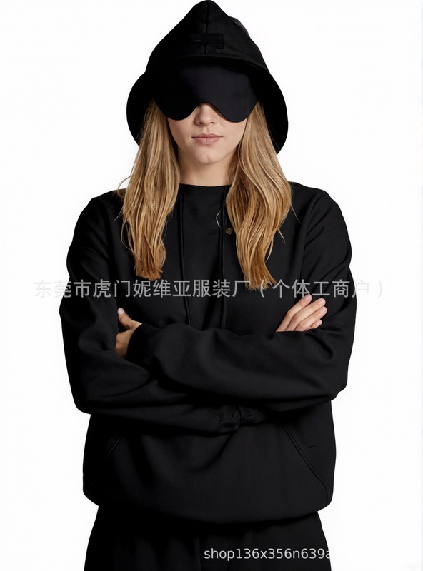 2025跨境欧美秋冬亚马逊带内置眼罩连帽衫带飞机模式旅行连帽衫|undefined