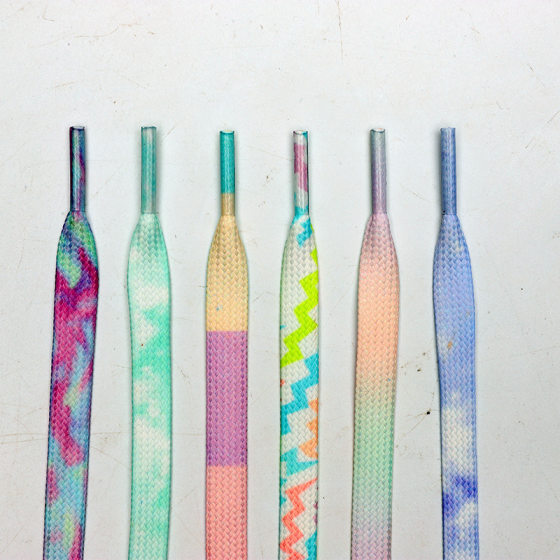 Shoelace factory wholesale direct gradient candy double thick widened advanced color shoelace rope a pair