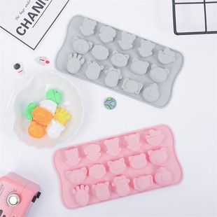 Cartoon animal 15-grid push-type soft bottom ice cube mold household silicone ice cube homemade ice cube food grade wholesale
