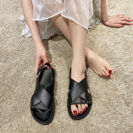 凉鞋女2023年新款夏季夏款女款百搭平底网红爆款女士罗马女鞋鞋子