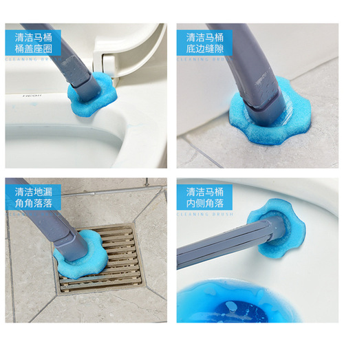 Disposable toilet brush set household cleaning brush toilet long handle brush replaceable cleaning head cleaning tool