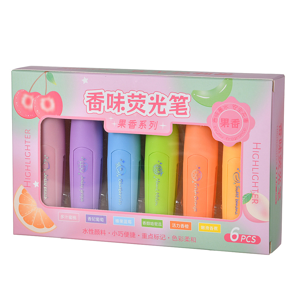 Macarón flor y fruta aroma resaltador bolígrafo marcador de bolsillo acuarela resaltador de color portátil