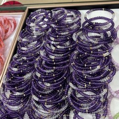 天然紫水晶錠剤ブレスレットグラデーション紫水晶手串直切錠剤DIY文遊びアクセサリーファッション女性モデル