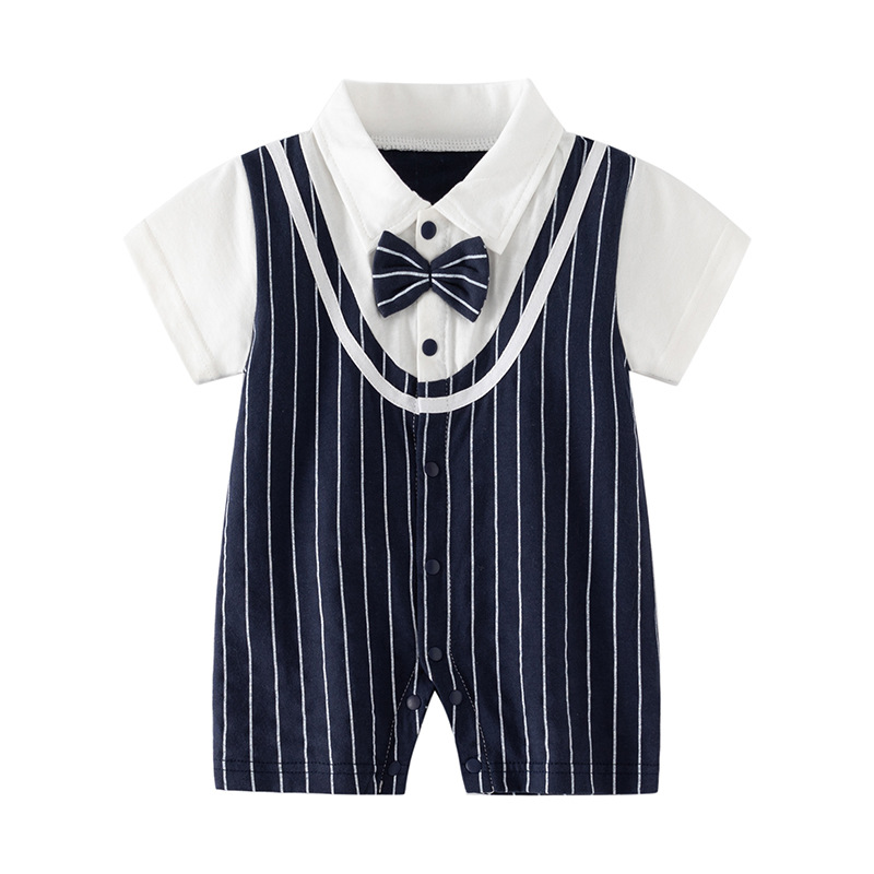 Baby boy's 100-day-old banquet dress summer catch Zhou British style small suit baby Western style gentleman jumpsuit summer clothes