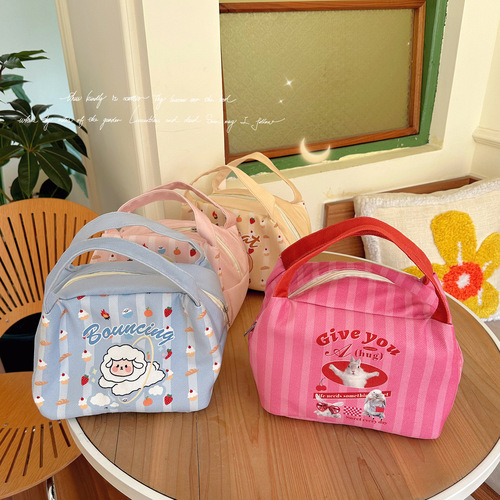 Insulated lunch box bag, literary, fresh and lazy, Japanese style ladies handbag, large capacity lunch box bag for office workers, good looks