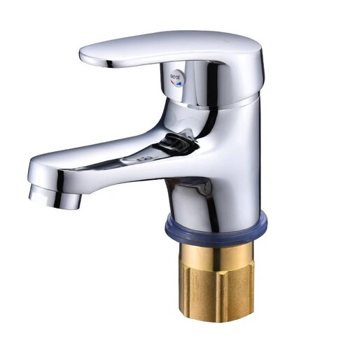 Copper electroplating washbasin hot and cold faucet Copper electroplating single cold washbasin faucet bathroom under counter basin hot and cold faucet