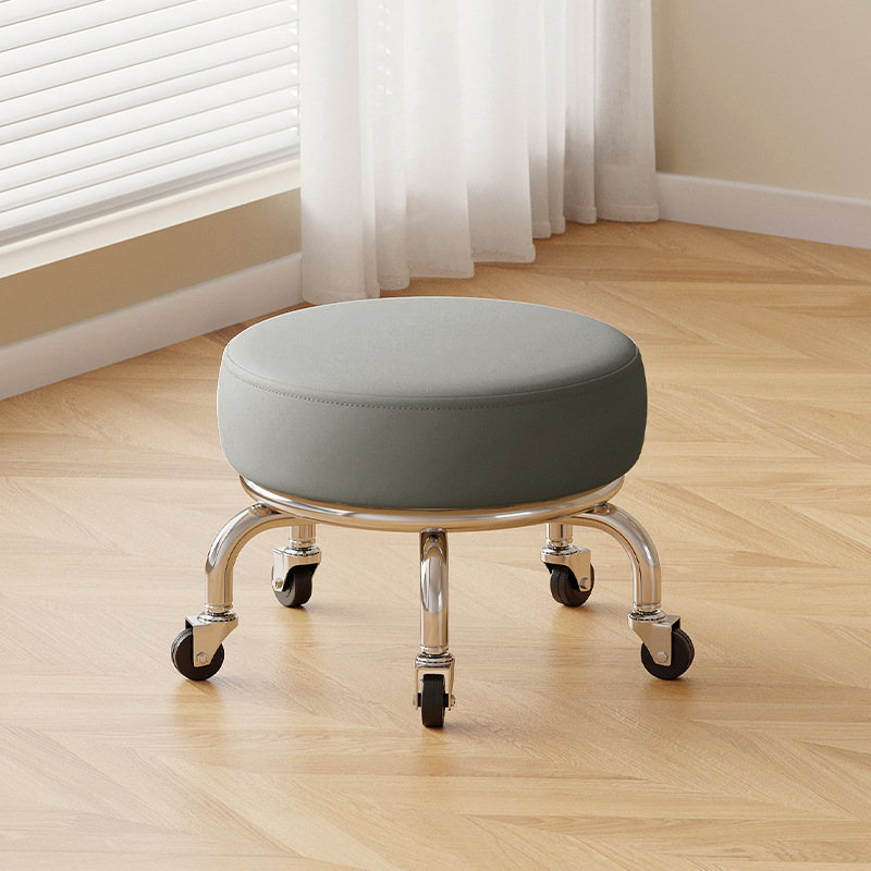 Polia doméstica taburete bajo rueda universal pequeño taburete silencioso rotativo taburete redondo móvil con artefacto moderno y simple