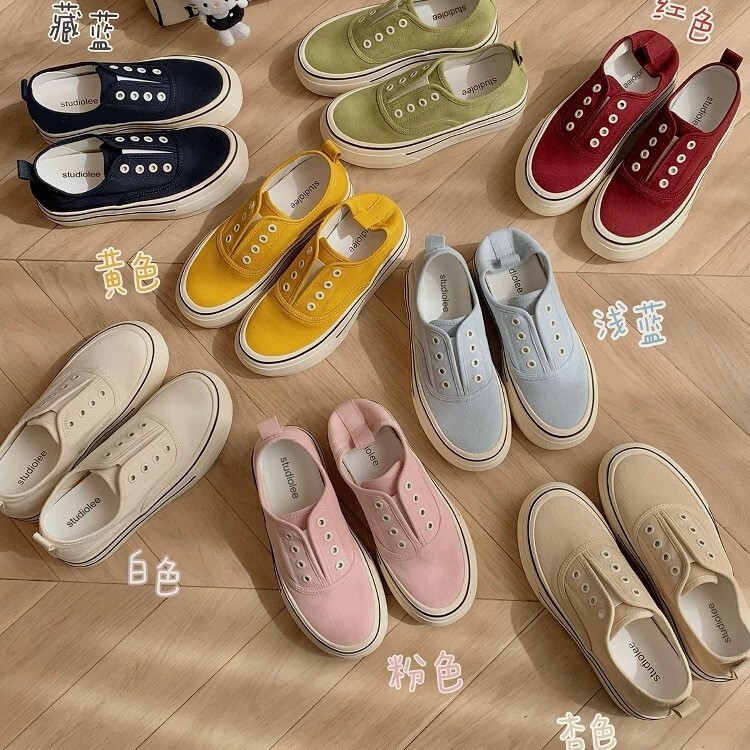 Huizhou Women's Canvas Shoes, Same Style as Grape Mom, with 6cm Hidden Height Increase, New Summer Versatile Thick-Soled Sneakers for Women Huizhou Women's Canvas Shoes, Same Style as Grape Mom, with 6cm Hidden Height Increase, New Summer Versatile Thick-Soled Sneakers for Women