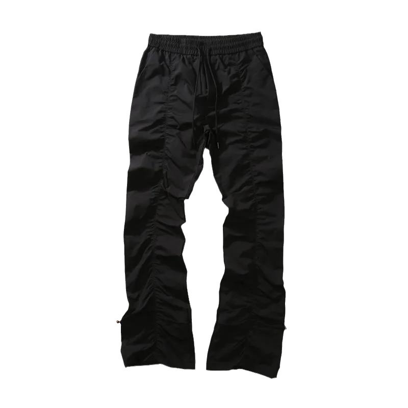 High Street Functional Vibe Style Folded Stacked Micro Horn Long Pants for Men's American Slim Fit Street Instagram Versatile Casual Pants_voghion.com