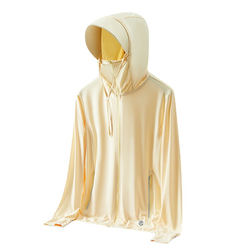 Ropa de piel de seda de hielo banana bottom mismo estilo verano con ropa de ala para hombres y mujeres ropa de protección solar de protección UV transpirable ligera