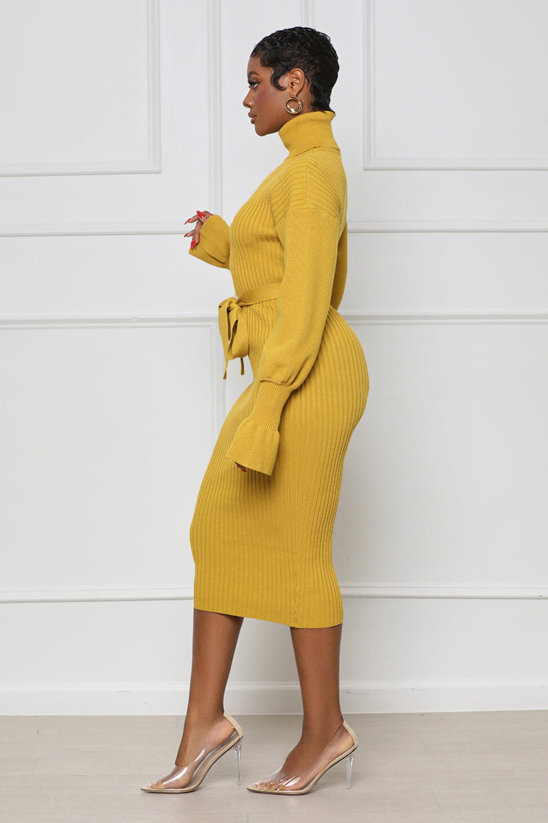 Women's Clothing solid color high collar knitted strap dress_voghion.com