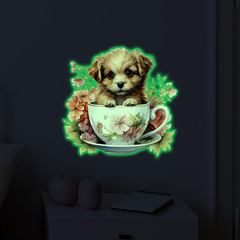 外貿夜光貼紙動物小狗兒童房浴室馬桶貼家居裝飾牆貼貼紙自粘批發