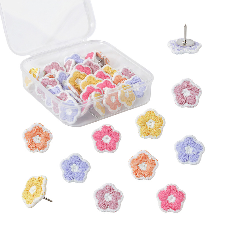 30 Pieces of Flower-Shaped Decorative Push Pins for Cork Board, Photo Wall, Office Decoration 30 Pieces of Flower-Shaped Decorative Push Pins for Cork Board, Photo Wall, Office Decoration