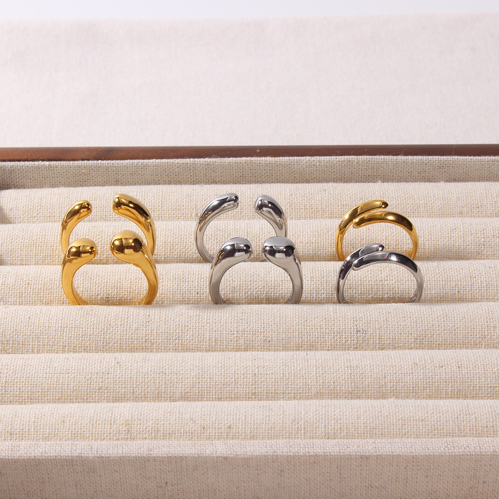 Open Rings Classification Adjustable, One Size Ring Size Wholesale Jewelry IG Style Basic Geometric 304 Stainless Steel 18K Gold Plated Plating Open Rings