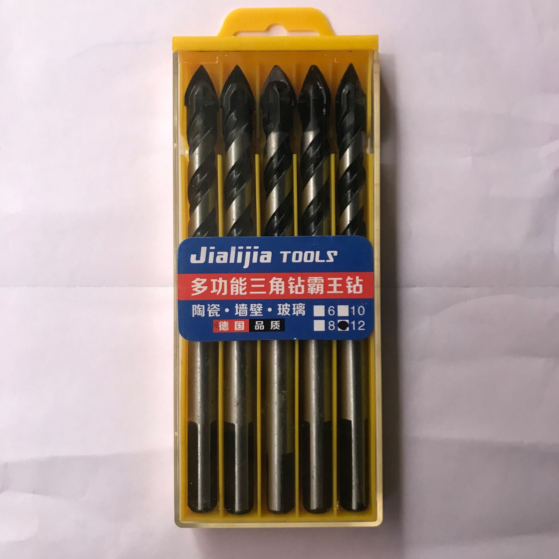 Fabricante de fuente taladro de aleación taladro de triángulo de cerámica de vidrio pared Overlord taladro alemán de cuatro cuchillas taladro cruzado