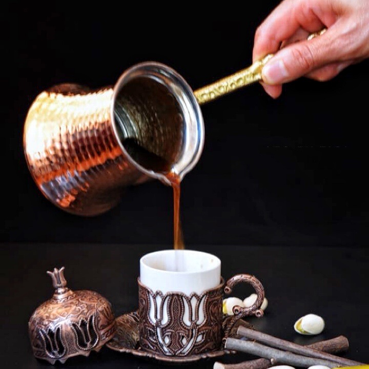 Turkey Imported Thickeneded Pure Handmade Copper Long-Handled Coffee Pot Briki European Hand Brewing Pot Size Optional Turkey Imported Thickeneded Pure Handmade Copper Long-Handled Coffee Pot Briki European Hand Brewing Pot Size Optional