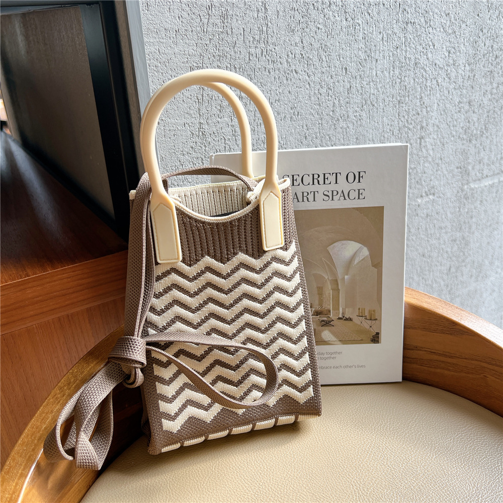 Bolsa de teléfono móvil Plaid bolsa de mensajero de las mujeres Mini pequeño bolso pequeño lindo ligero cuatro estaciones bolso de punto