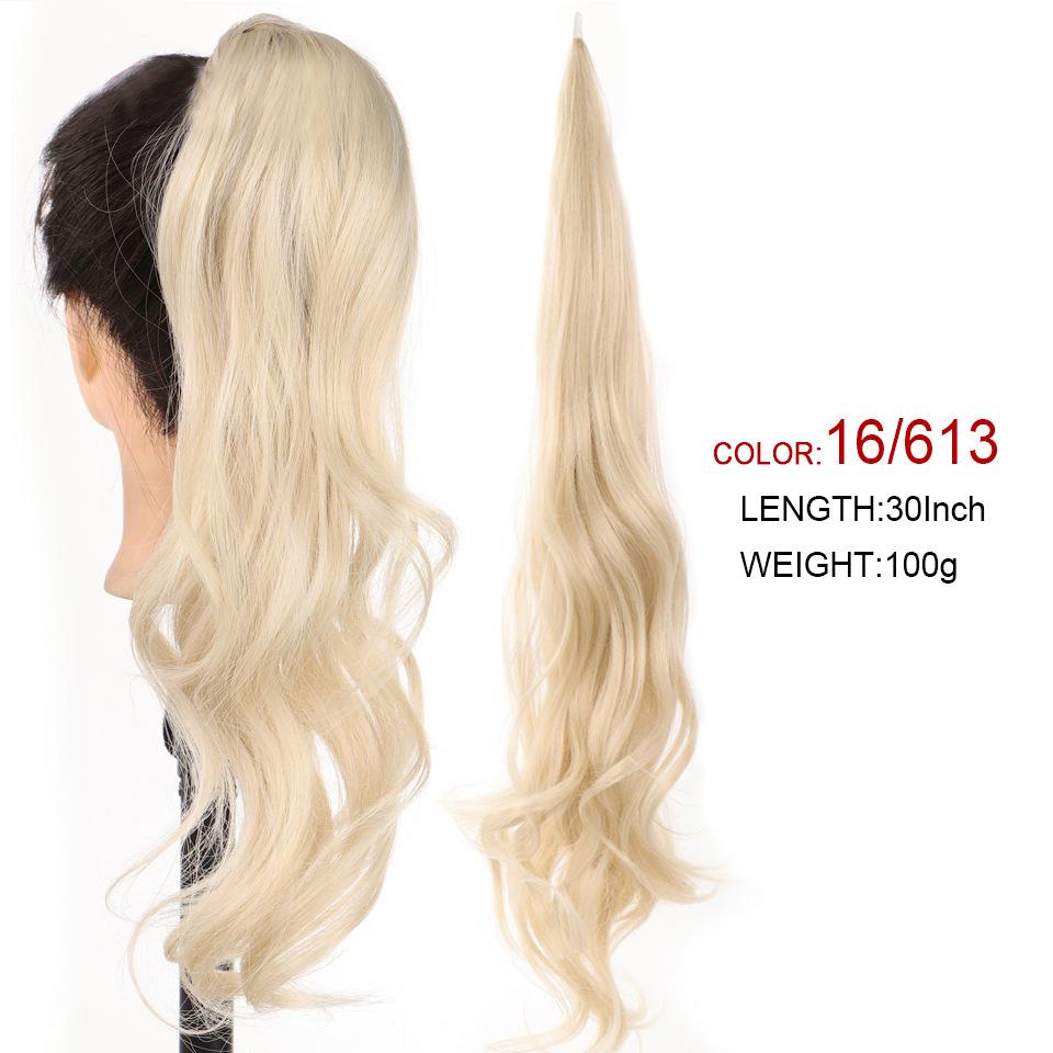 Coda di cavallo sintetica femminile lunga riccia magica avvolgimento coda di cavallo treccia bacchetta capelli soffici e naturali_voghion.com