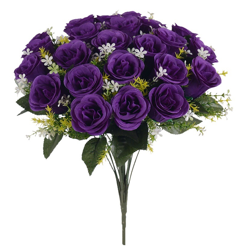 Ramos de rosas artificiales de seda (flores secas), para decoración de bodas (sendero), hogar, mesas o centros de mesa.