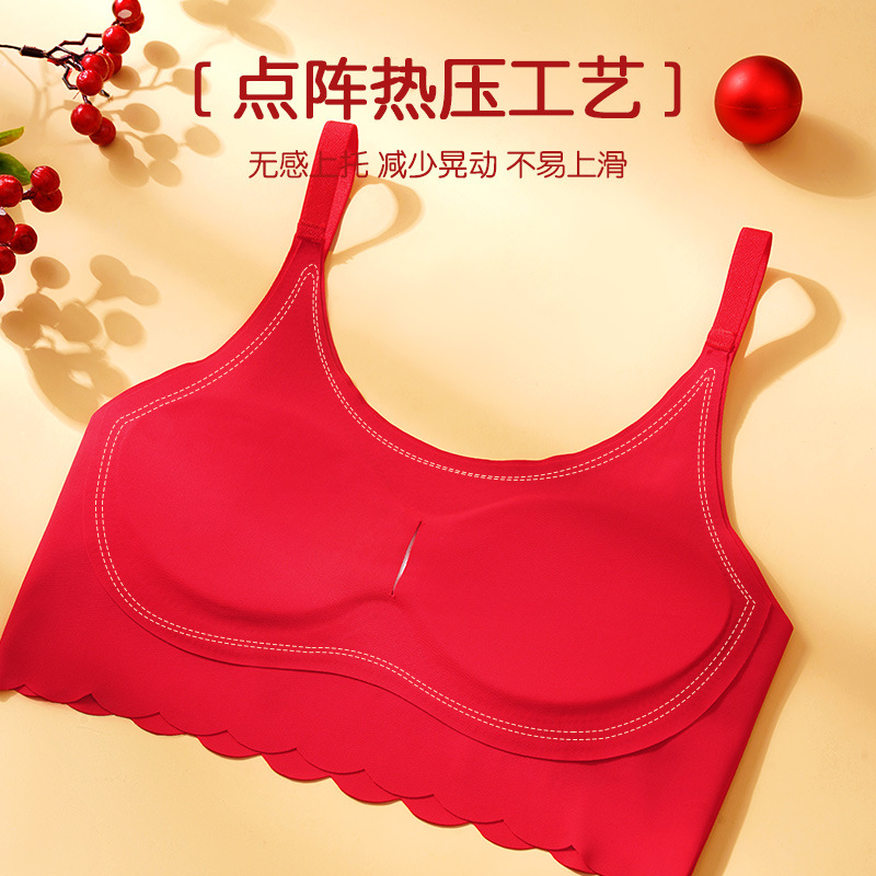 Ropa interior para niñas estudiantes, chalecos para niñas de secundaria, sujetadores de desarrollo para niñas mayores, sin aros, copa completa, color rojo brillante. image 5