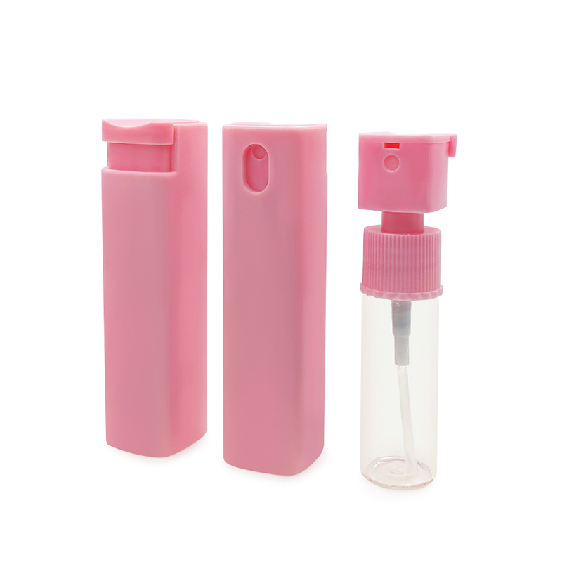 新款粉色细方形喷雾瓶10ml按压分装瓶 化妆品包材
