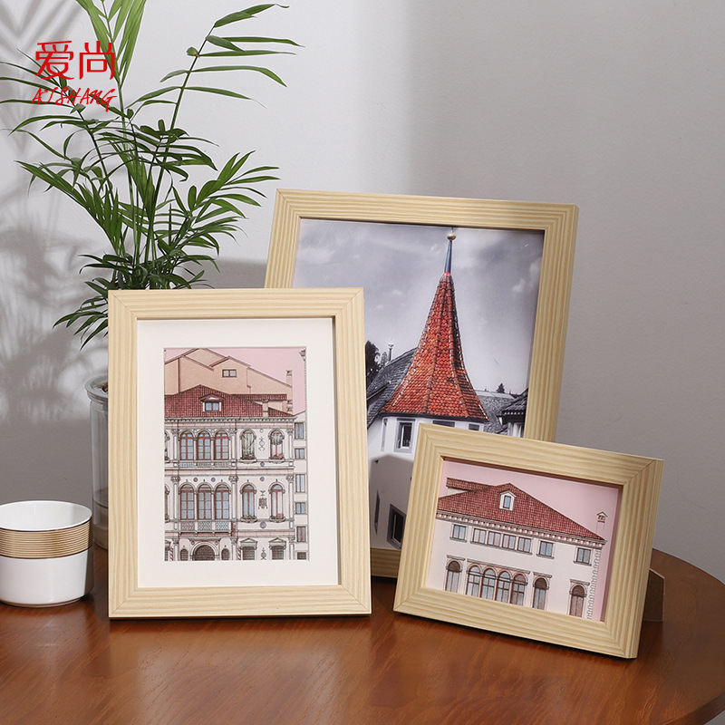 创意轻奢北欧个性相框摆台67810寸A4木质相架简约画框挂墙实木
