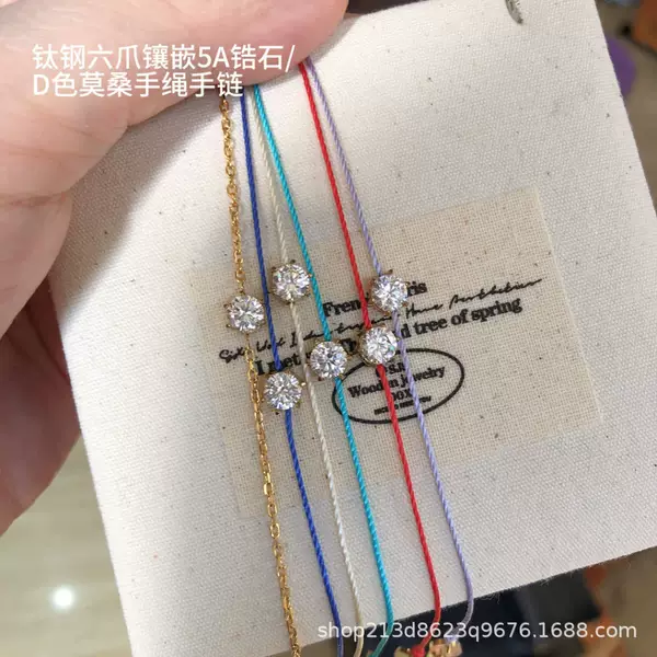 Titanium steel non-fading 18K real gold plated classic six-prong inlay with ultra-shiny 5A zirconia moissanite lucky bracelet
