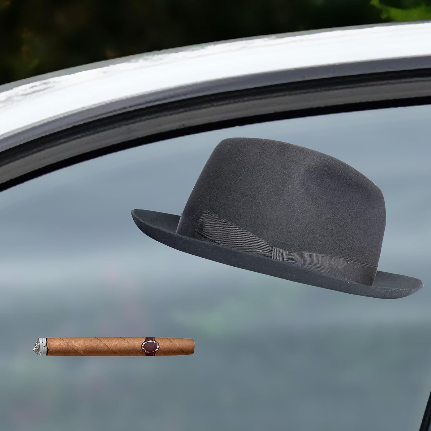 Fedora falsa etiqueta engomada de la ventana del cigarro del coche del cigarro
