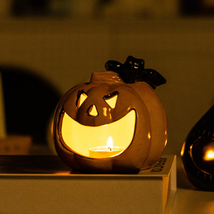 Pumpkin lantern Halloween funny Candlestick ceramic aromatherapy candle holder home party atmosphere decoration desktop decoration