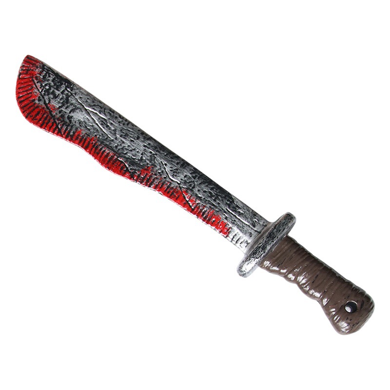 Cuchillo de plástico de simulación de Halloween Cuchillo afilado de sangre roja neta fantasma Festival decoración juguete sangre cuchillo de cocina truco accesorios cuchillo curvo Hoz